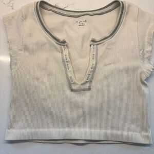 Urban Outfitters Cream Ribbed Crop Top